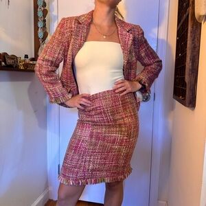 Tweed Midi Skirt and Blazer Set